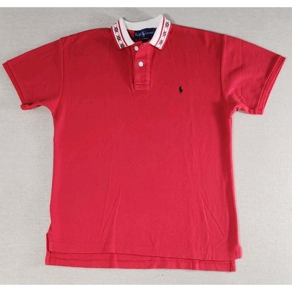 Ralph Lauren Aztec Navajo Southwestern Collared Red Shirt Small 100%Cotton HK‎